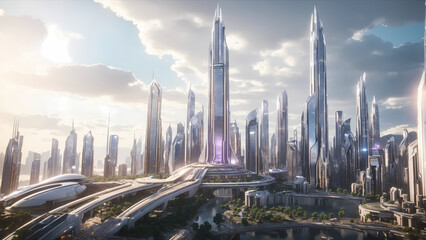 Fototapeta na wymiar Futurescape: Captivating Images of Futuristic Skyscrapers and Urban Marvels