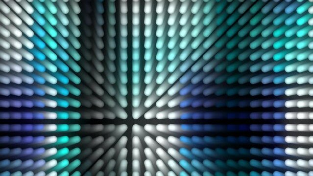  flickering bulbs in black background. Animation of glowing lights many dots in stylized trendy pattern with moving light