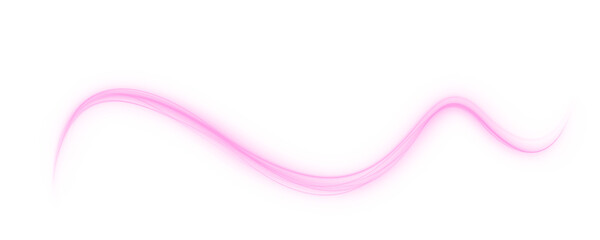 Luminous pink lines of speed. Light glowing effect . Abstract motion lines. PNG format. Light trail wave, fire path trace line, car lights, optic fiber and incandescence curve twirl.