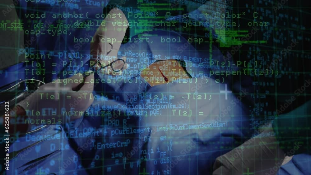 Aufkleber animation of data processing over diverse surgeons