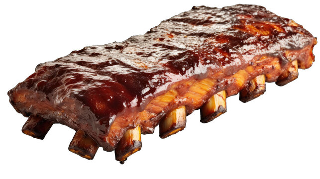 smoked grilled pork ribs isolated on white background