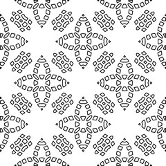 Abstract background with figures from lines. black and white pattern for web page, textures, card, poster, fabric, textile. Monochrome graphic repeating design.