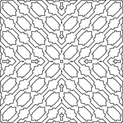 Abstract background with figures from lines. black and white pattern for web page, textures, card, poster, fabric, textile. Monochrome graphic repeating design.