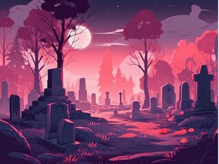 Halloween old Graveyard pink, magenta Background