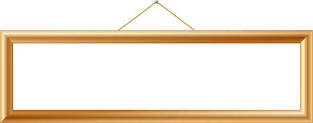 Hanging signboards in a wooden frame. Advertising picture frame Blank advertising or presentation boards.