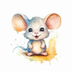 mouse laughing, watercolor style Generative AI