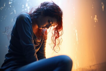 Depression: Feeling of Sadness. Photo generative AI