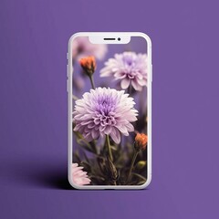phone with flower screensaver, realistic Generative AI style