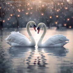 swans love, realistic style Generative AI