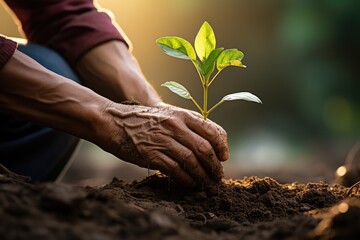 Human Hand Planting a Seedling - Nurturing and Growth