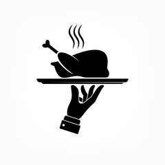 Serving Cuisine Icon. Waitress, Resto Service Symbol. 