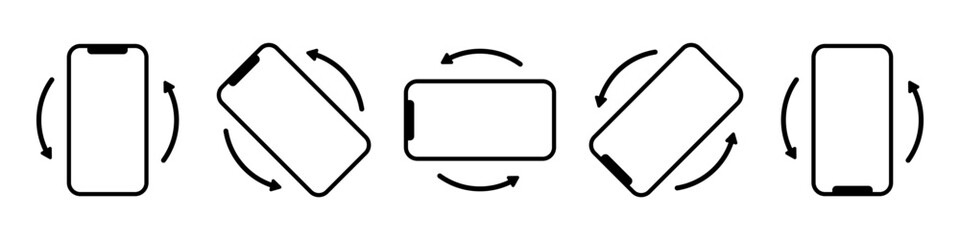 Rotate smartphone icon set simple design