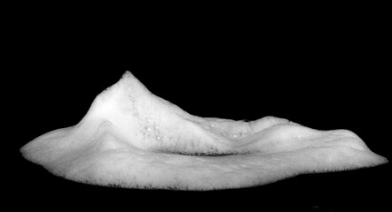 liquid white foam from soap or shampoo or shower gel Abstract soap bubbles. Set foam, soap bubble isolated on black, with clipping path texture and background.	
