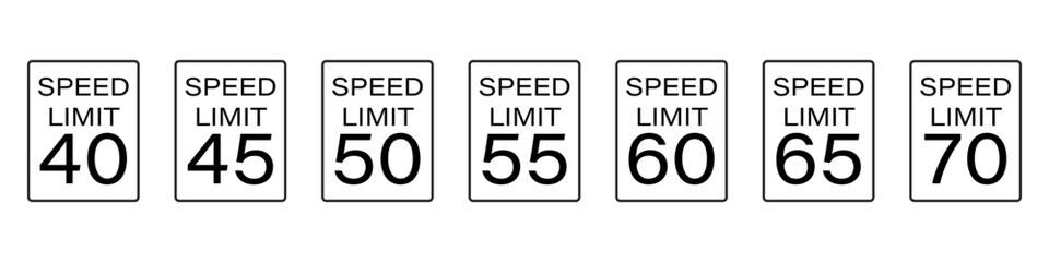 Speed limit road sign set