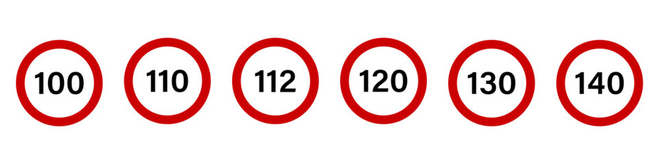Speed limit sign icon set