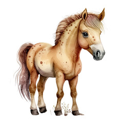 Whimsical Horse Watercolor Art, Generative AI