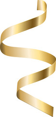 Golden yellow serpentine colorful ribbon element for celebration or party.