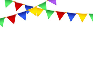 Fototapeta na wymiar Party flag. Banner with garland of colour flags. 