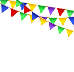 Fototapeta na wymiar Party flag. Banner with garland of colour flags. 