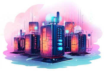 Datacenter core components abstract concept vector - obrazy, fototapety, plakaty