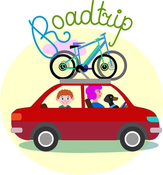 Family road trip by car with bikes