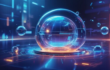 Fototapeta premium Digital Graphic Showing Future Hologram Technology, Hologram Background Series