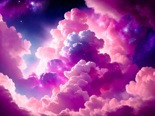 Colorful fantasy sky, pink and purple -Generative Ai-