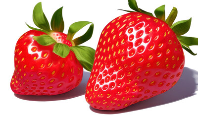 Close up red strawberry on transparent background,Generative AI.