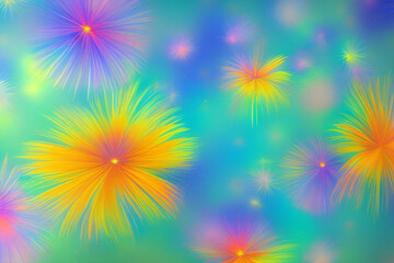 Abstract Flowers Illustration. Abstract flowers with colors blendings and defocused colored background. Generative AI.