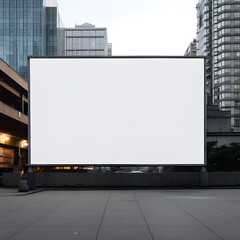 Billboard mockup outdoors, Outdoor advertising poster at daylight time with street light line for advertisement street city night. With clipping path on screen
