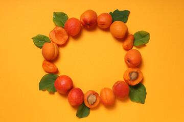 Composition with apricot, concept of tasty and fresh fruit