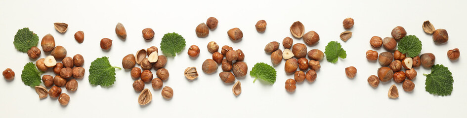 Healthy food and healthy nutrition concept, nuts - hazelnut