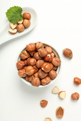 Healthy food and healthy nutrition concept, nuts - hazelnut