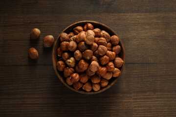 Healthy food and healthy nutrition concept, nuts - hazelnut