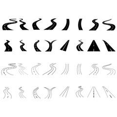 Naklejka premium Road icon vector set. route illustration sign collection. trip symbol or logo.