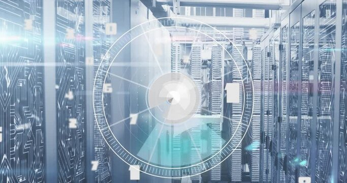 Neon ticking digital clock and hands at computer server room - Powered by Adobe