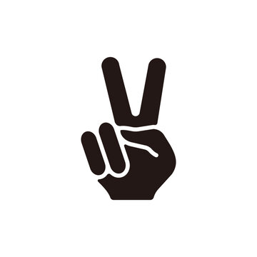 Hand peace sign icon.Flat silhouette version.