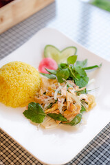 Vietnamese dish chicken with yellow rice