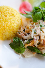 Vietnamese dish chicken with yellow rice