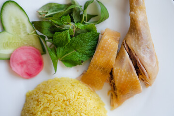 Vietnamese dish chicken with yellow rice