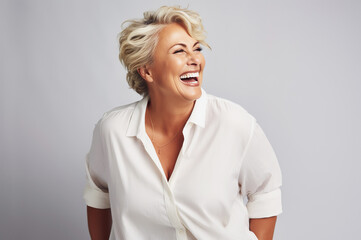 AI generated image of plus size mature woman in studio