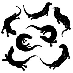 silhouettes of otter