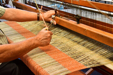 Ardara,Ireland - september 15 2022 : tweed textile worker