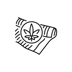 Hemp cloth black line icon. Narcotic substance.