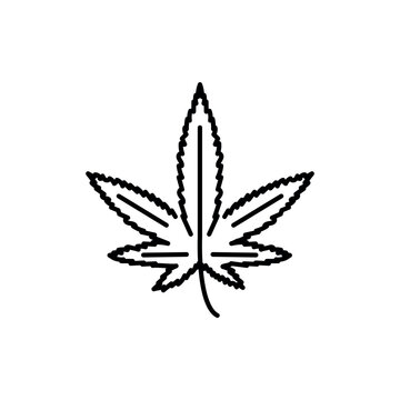 Leaf marijuana black line icon. Narcotic substance.