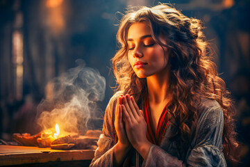 teenage girl praying for a her girlfriend