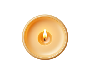 Wooden candle isolated on transparent background, top view