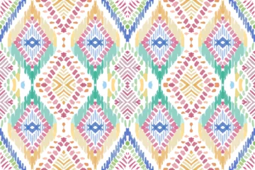 Papier Peint photo Style bohème Modern Ikat geometric folklore ornament with diamonds. Tribal ethnic vector texture. seamless striped pattern in Aztec style. Folk embroidery. Indian. Scandinavian. Gypsy. African rug.