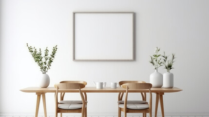 interior of a room Blank Canvas Frame Mockup on White Wall created with Generative AI Technology