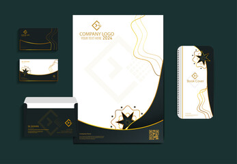 
Modern  golden color business cover and business card luxury template 
